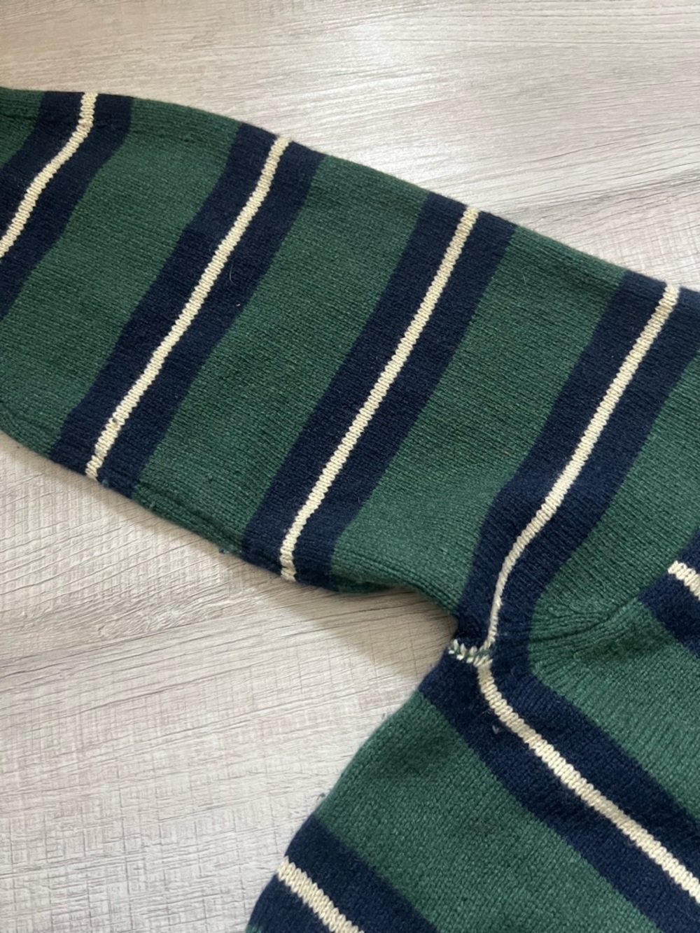REFORMATION Cove Cashmere Oversized Crew Dark Pine Multi Stripe Green Sweater XS - Picture 11 of 16